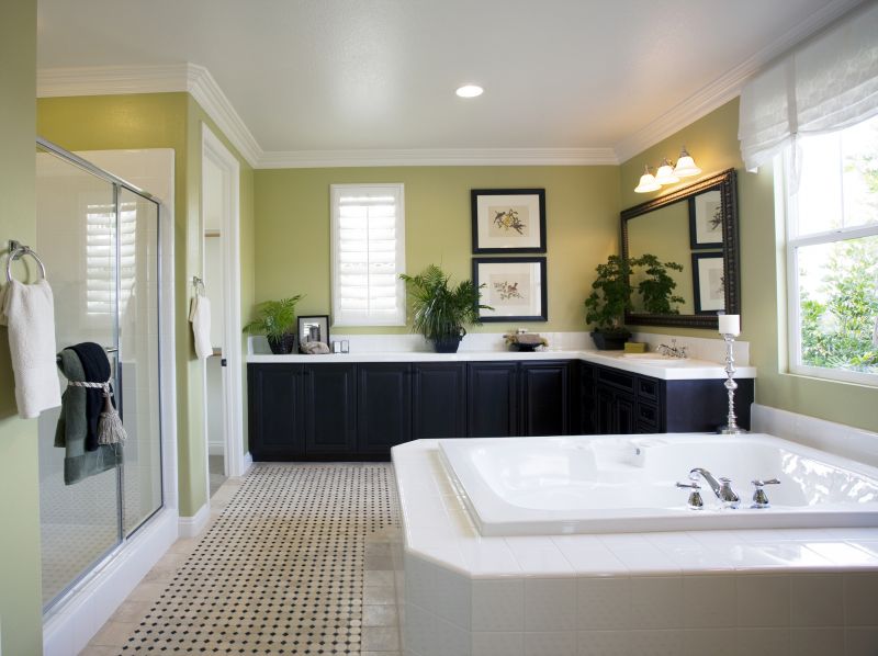 Modern Bathtub and Vanity Area